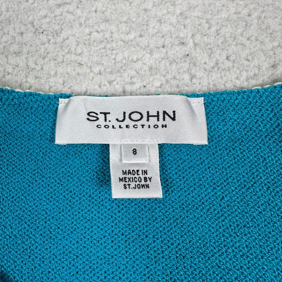 St. John Santana‎ Knit Jacket Women's 8 Wool Rayon Blend Blazer Turquoise - Picture 3 of 11